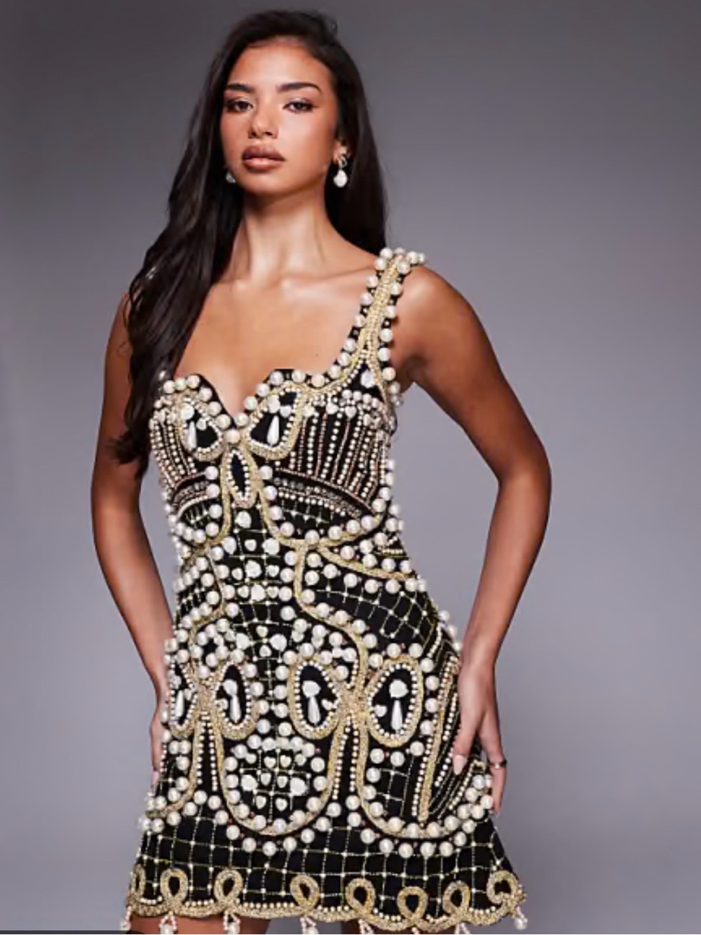 NWT LUXE Curve Embellished Square Mini Dress